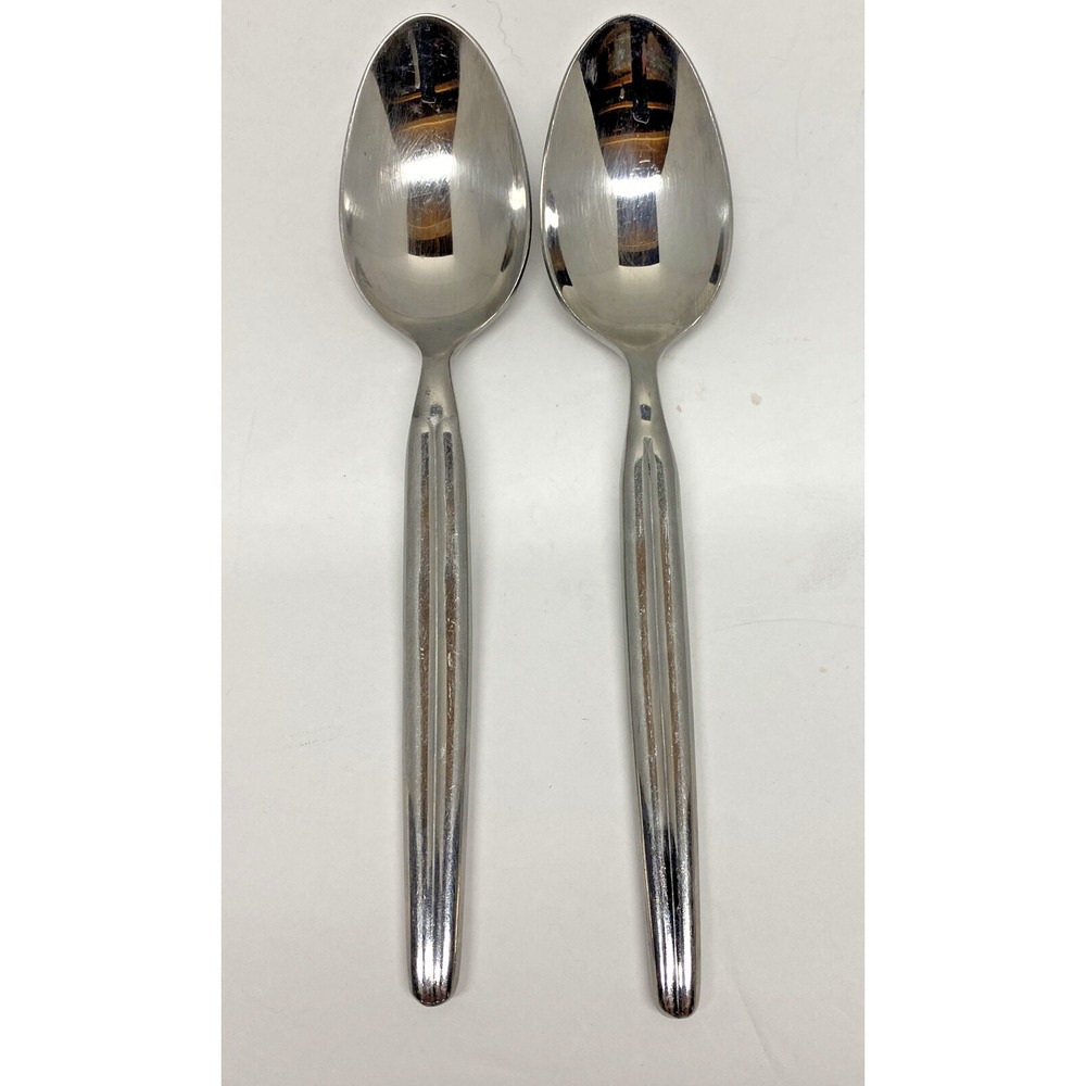 Hampton Silversmiths Stainless HSV15 lot of 2 Tablespoon spoons Ribbed Flatware